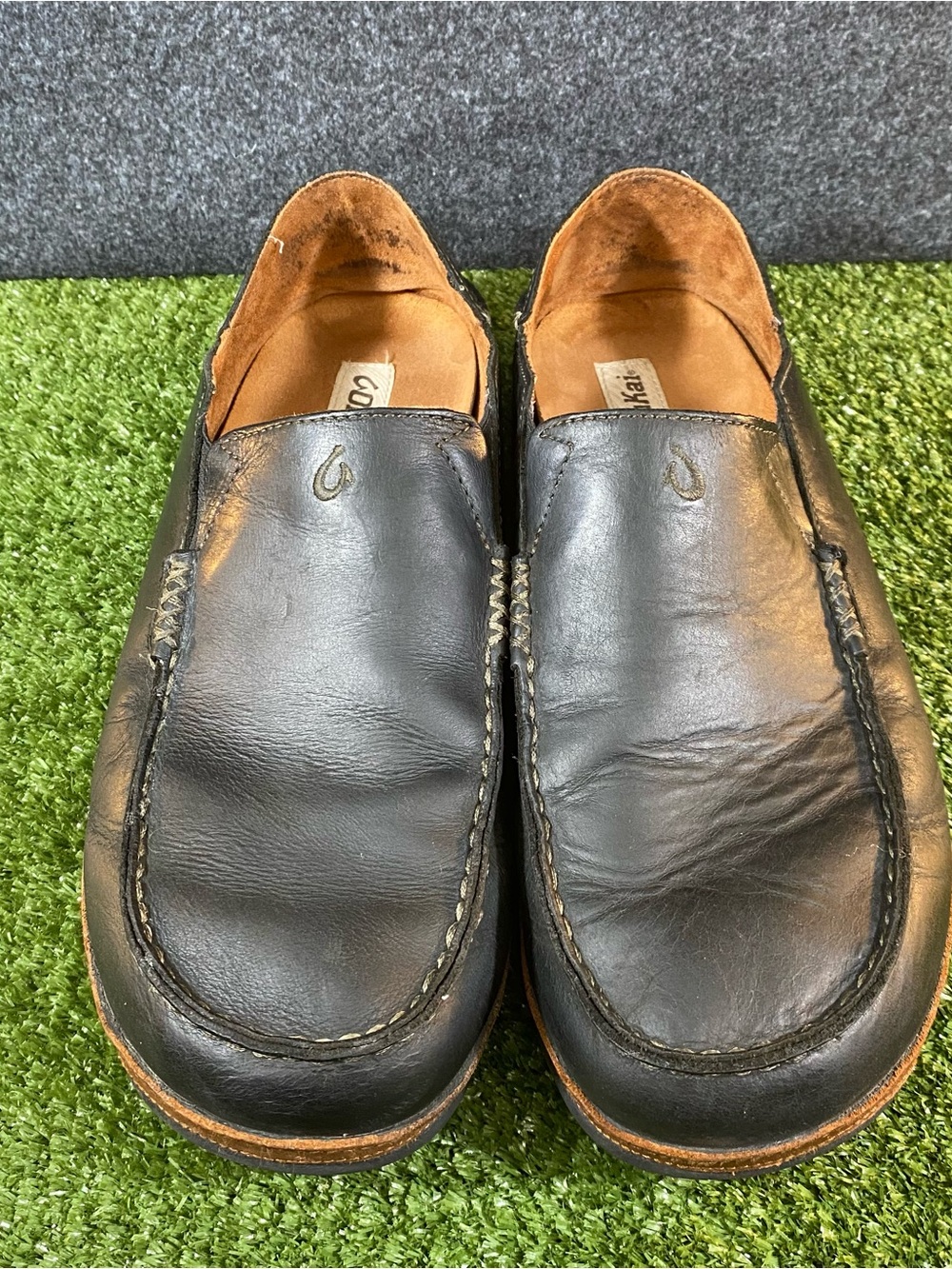 OluKai Moloa Black Nubuck Leather Slip-On Loafers Men’s Size 13